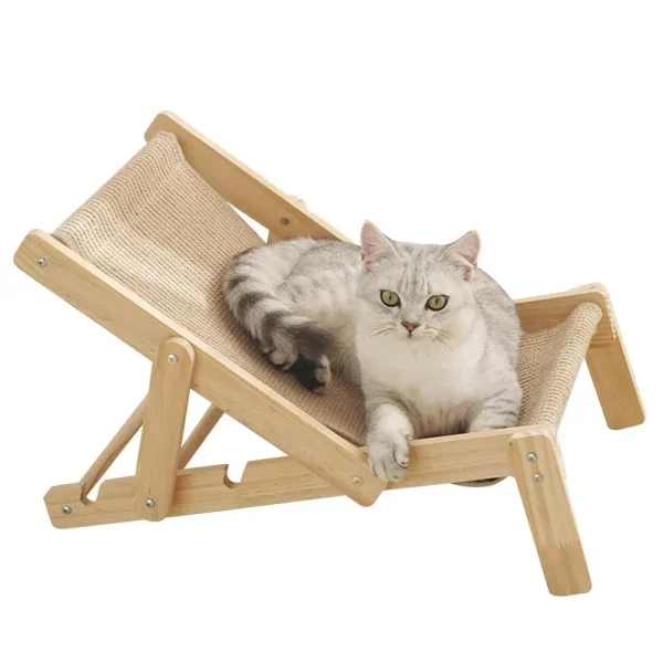 Foldable Cat Chair Adjustable Recliner Sisal Bed Wooden Portable Foldable Cat Chair Adjustable Recliner Sisal Bed Wooden Portable