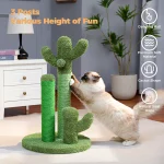Cute Cactus Cat Tree with Ball Scratching Post for Climbing - Image 2