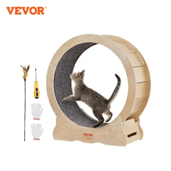 VEVOR Cat Exercise, Treadmill Wheel In Natural Wood Which is Silent Running