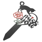 Cat Memorial Grave Marker | Metal Pet Memorial Stake with 'Miss You' Sign and Grave Flowers - Image 3