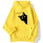 Winter Women Hoodies Meow Black Cat Printed Pullover - Image 4