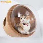 Closed Hanging Wall Clear Cover Cat Crawl Platform - Space Capsule Cat Nest, Fully Sealed