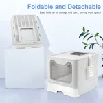 XXL Foldable Cat Litter Box - Large Space, Front Entry & Top Exit with Tray - Image 6