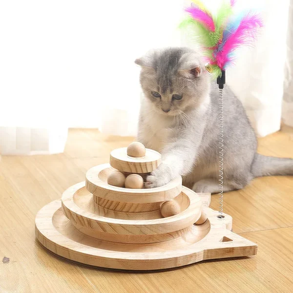 Wooden 2/3 Levels Toy Tower To Keep Your Cat Amused all Day Wooden 2/3 Levels Toy Tower To Keep Your Cat Amused all Day