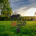 Cat Memorial Grave Marker | Metal Pet Memorial Stake with 'Miss You' Sign and Grave Flowers - Image 6