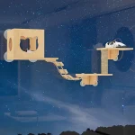 Cat Tower Condo Toy - Solid Wood, No Punching, Sucker Scratching Post, Climbing Tree Frame - Image 6