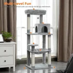 56.3'' 5-Level Cat Tower for Large Indoor Cats with Hammock, Sisal Scratching Posts, Cozy Condo, and Top Perch - Image 2