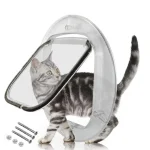 Interior Cat Door With Mute Opening Using Magnetic Latch Clear and 4 Locking Methods