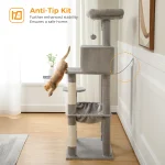 56.3'' 5-Level Cat Tower for Large Indoor Cats with Hammock, Sisal Scratching Posts, Cozy Condo, and Top Perch - Image 3
